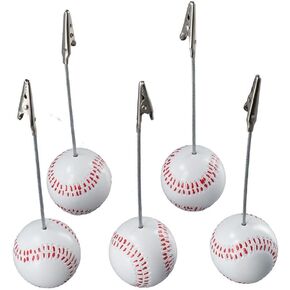 Dohobby 5pcs Resin Ball Base Memo Memo Memo Holders ، Creative Baseball Desk Stand Paper Clip ، ملحقات مكاتب مثالية لتنظيم بطاقات وملاحظات الصور
