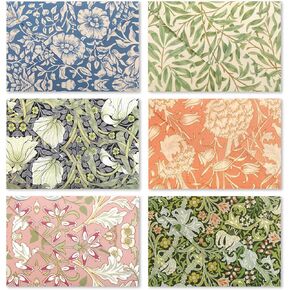 60pcs William Morris Floral Evales Envelopes Vintage Flower دعوة مع ملصقات V-FLAP حاملي بطاقة الهدايا لأكمام بطاقة زفاف الربيع ، 4.3 × 6.3 بوصة