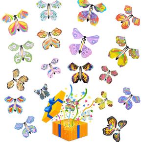 20 PCS Flying Butterfly ، WINK Flying Butterfly Toy و Rubber Band Lower Flying Butterfly Cards Butterflies Grest For Wedder