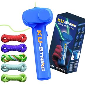 String Rope Launcher,5 Fluorescent Ropes Glow in The Dark,Zip String,USB-Rechargeable,Electric Loop Lasso,Outdoor Toy Viral, Fidget Toy for Children and Adults (Dark Blue)