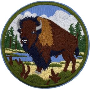 3.5" American Bison Buffalo Embroidered Iron on Patch