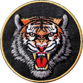 Tiger 3 "خطاف تصحيح شارة مطرزة وحلقة تدعم التصحيح المعنوي Tiger Bengal Tiger Tiger للظهر على الظهر ، القبعات ، الحقائب ، تسخير الكلاب ، سترات ، جدار التصحيح- 1 PC
