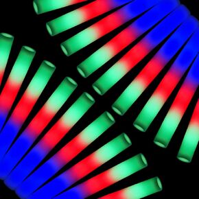 Aowdiao 12 Pack Foam Led Lead Sticks-أوضاع الإضاءة مقاس 16 بوصة و 3-تضيء مستلزمات الحفلات الصخور النيون لحفلات الزفاف ، والحفلات الموسيقية ، والمهرجانات ، وأعياد الميلاد ، والتخييم