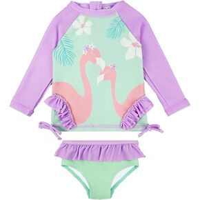 بدلة سباحة WeVSwe Girls Rash Guard بأساور ذات حاشية نادرة، بدلة استحمام بعامل حماية من الأشعة فوق البنفسجية 50+
