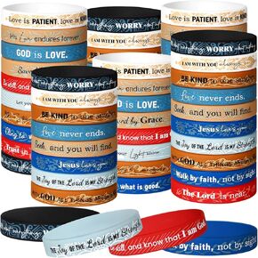 Bucherry 120 PCS Rubber Bible Bible Biplets Denect Silicone Silicone Christian Bracelets Inspirations Inspirational Bible Bible Werstbands for Men Women Christmas Gift
