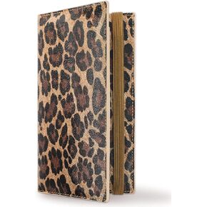 Zreal Checkbook Cover for Men & Women, Premium Vegan Leather Checkbook Holder Slim Wallets for Top & Side Tear Duplicate Checks with RFID Blocking (Dark Leopard)