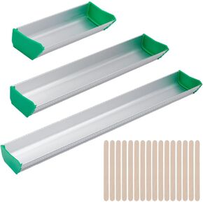Fingerinspire 3 Size Scoop Coater 6.5/12/16.3.3 بوصة من شاشة الألومنيوم مع 50pcs عصي الكعك الخشبية