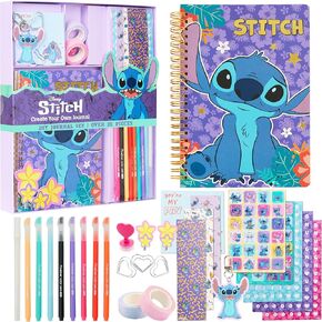 Disney Stitch DIY Journal Kit for Girls Teens ، Arts and Confrects Kits ، A5 Spiral Notebook ، مقاطع الشعر ، الأقلام ، صفائح الملصقات غرزة هدايا