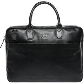 SID & VAIN laptop bag BOSTON Large business office work shoulder bag laptop case real leather portable computer briefcase leather bag Unisex brown