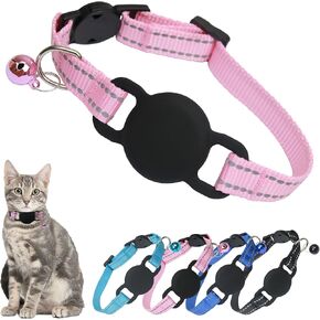 Airtag Cat Collar, Umvitendt Reflective Cat Collars with Air Tag Silicone Case for Kitten, Cat Tracker Adjustable Collars with Safety Quick Release Buckle for Kitties and Puppies (Pink)