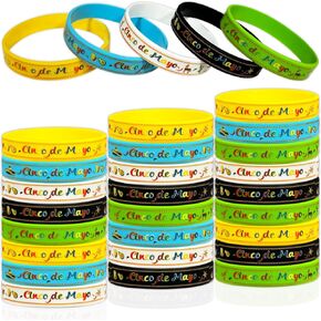 Fshanee Cinco de Mayo Rubber Rubber Bracelets Mexican Fiesta Party Supplies Cinco de Mayo Silicone Wristbands Cactus Guitar Hat Party Party Fillers Goodie Bag Stuff ، مجموعة من 25 تهمة