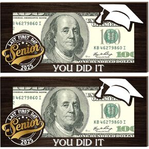 Graduation Money Holder 2 Set Graduation Gift Wooden Graduation Card Box Cash Holder Class of 2025 Senior Money Gift for Son Daughter Friend Graduation Party Decorations-A17