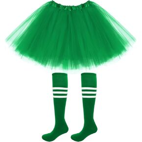 Tutu Skirt with Tube Socks Costumes for Women 3 Layered Tulle Womens Tutu Skirts with Lining for Halloween Costumes