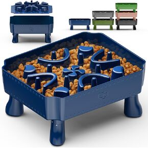 UPSKY Slow Feeder Dog Bowl, 2-in-1 Raised Dog Bowl with Anti-Choking Maze Puzzle, 2-6 Cups Pet Food for Small & Medium Breeds, Interactive Pet Feeder to Slow Eating, Reduce Boredom Blue in Kuwait