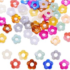 Bocar 8 Colors Mix 50pcs Acrylic Flower Beads Hollow Flower Beads Fleads Beads Beads Beads for DIY Craft Clotful Collbow Netclace Oprings Making Jewelry Making (PJ-HH-MIX 50)