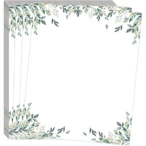 50 PCS Greenery Leather Paper Eucalyptus Leaf theored Praint Paper Paper Wedding Botanical Stationery Stationery Leacts for School Writing Home Office Supplies (Flower) in Kuwait