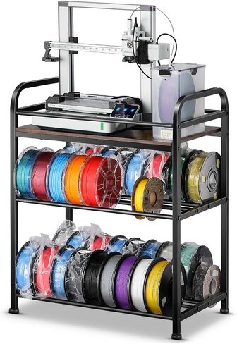 3D Printer Filament Storage Rack- Rolling Filament Spool Holders Racks with Wheels, Heavy Duty Metal Shelf for PLA/ABS/TPU/Nylon, Filaments Organzied for 3D Printing Studio, Office Workshop (Black) in Saudi Arabia