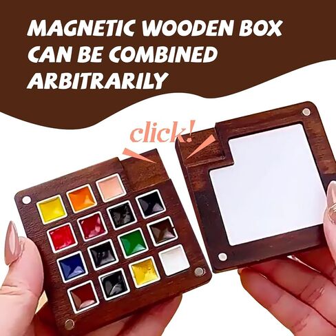 15 Gauge Acrylic Mini Palette, Mini Watercolor Palette Set, Pocket Artist Watercolor Travel Set, Portable Watercolor Palette Box Set with Brushes, Clips, Sketchbook, Paints, Storage Bag (B) in Saudi Arabia