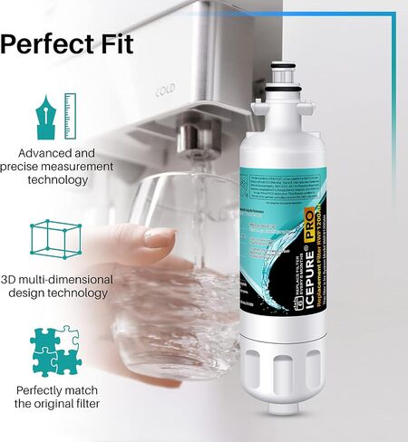 ICEPURE PRO 9690 NSF401&473&53&42 بديل معتمد لـ LG LT700P ADQ36006101، Kenmore Elite 46-9690 ADQ36006102 HDX FML-3 LT700PC LFX28968ST فلتر مياه الثلاجة وفلتر هواء LT120F 2 كومبو in Kuwait
