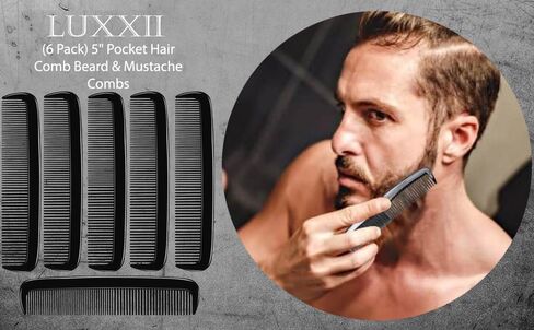 LUXXII (6 Pack) 5" Pocket Hair Comb Beard & Mustache Combs for Men's Hair Beard Mustache and Sideburns in Saudi Arabia
