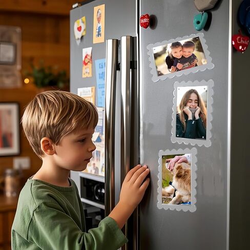 1 PACK 4 x 6 Picture Frame，Wavy Edge Photo Frame with Removable Magnetic Stand, Magnetic Picture Frames for Refrigerator or Desk in Saudi Arabia