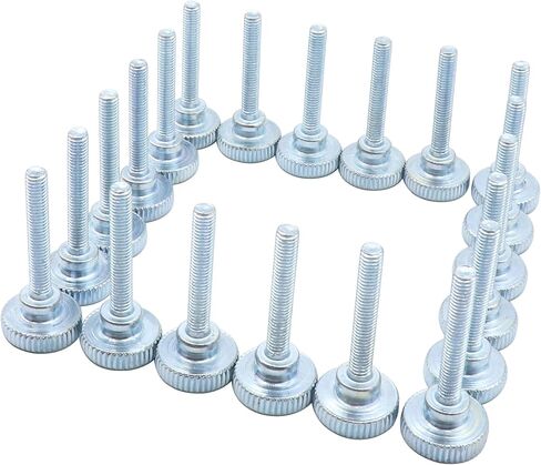 LBY 30pcs Knurled Hand Screw, M4 x 10mm Flat Knurled Head Fully Threaded Thumb Screws(Double Layer Step), Carbon Steel Galvanize in Kuwait