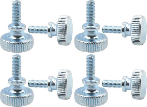 LBY 30pcs Knurled Hand Screw, M4 x 10mm Flat Knurled Head Fully Threaded Thumb Screws(Double Layer Step), Carbon Steel Galvanize in Kuwait
