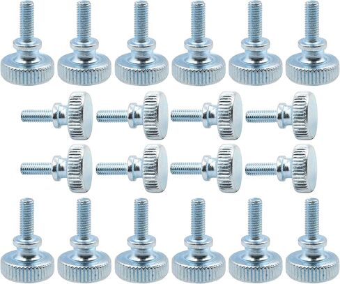 LBY 30pcs Knurled Hand Screw, M4 x 10mm Flat Knurled Head Fully Threaded Thumb Screws(Double Layer Step), Carbon Steel Galvanize in Kuwait