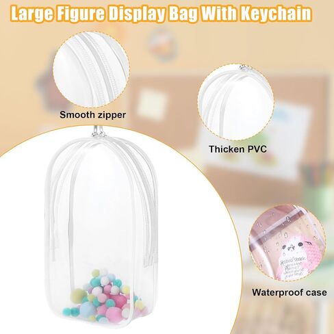 Large Clear Figure Display Bag with Keychain Case Blind Box Keychain Carrying Case Lipstick Charm for Collectibles in Kuwait