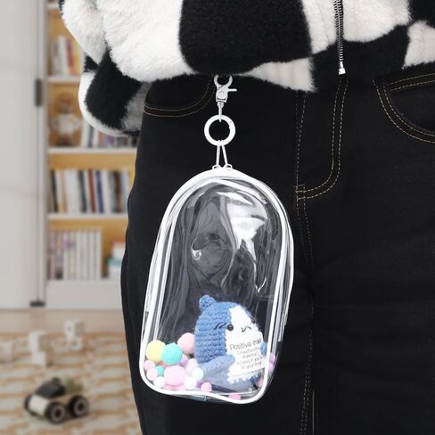 Large Clear Figure Display Bag with Keychain Case Blind Box Keychain Carrying Case Lipstick Charm for Collectibles in Kuwait