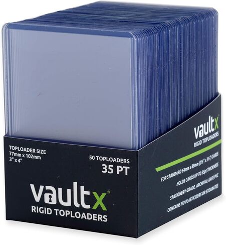 Vault X Toploaders 35pt, Trading Cards, Premium Extra Thick, 3" x 4" Seamless Rigid Card Holders, Hard Sleeves, Clear Protection for Collectible Card Games, Sports, TCG (50 Pack) in Kuwait
