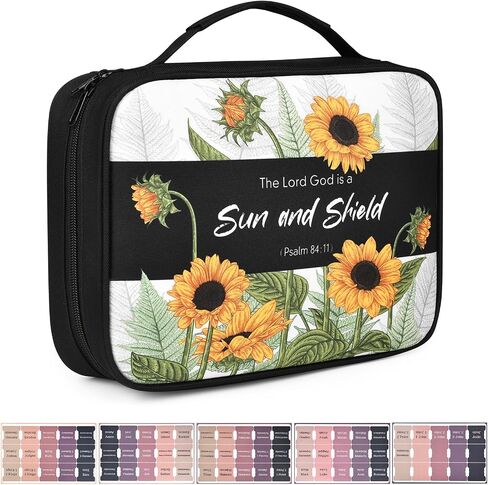 Bible Cover Case for Women, Bible Bag Carrying Case Holder with Bookmark Notation Stickers Bible Study Supplies, Ideal Christian Gifts for Women, Sunflower in Kuwait