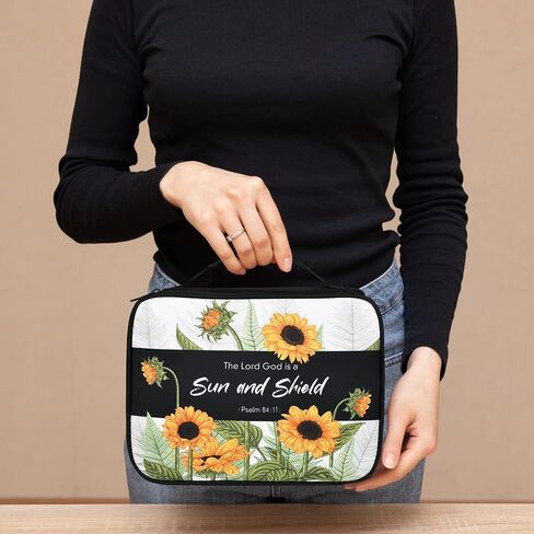 Bible Cover Case for Women, Bible Bag Carrying Case Holder with Bookmark Notation Stickers Bible Study Supplies, Ideal Christian Gifts for Women, Sunflower in Kuwait