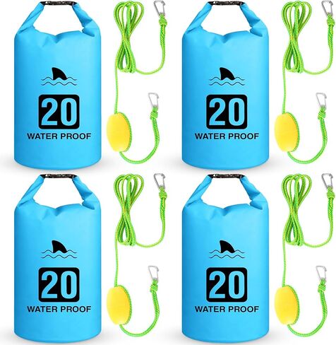 4 Set 2 in 1 Sand Anchor and Buoy Kit Floating Anchor Bag Kayak Anchor Waterproof Dry Bag for Lake Beach Boats Watercrafts Hiking Camping Water Sports Surfing Tubing Kayaking (Green) in Kuwait