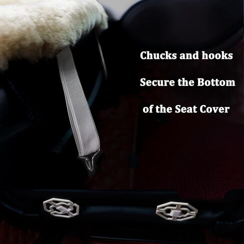 20 inchs Fluffy Genuine Australia Sheepskin Car Seat Cover for Auto Interior Accessories with Soft Fuzzy Wool Natural Fur Non-Slip (Black, Front) in Kuwait