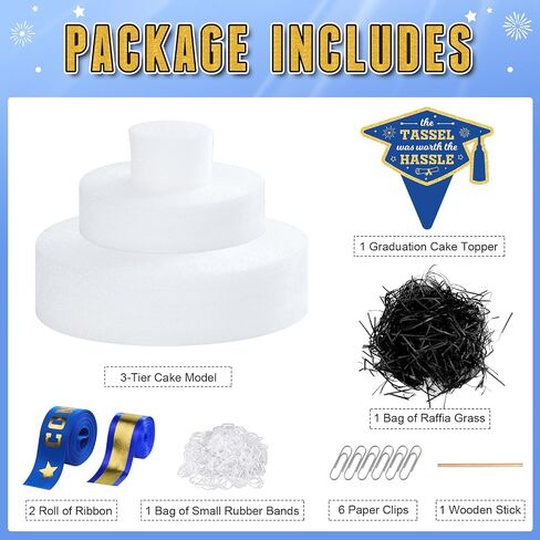 2025 Graduation Gifts for Class of 2025 Party Decorations,3 Tier Blue and Gold Grad Cap Cake Filled with Cash Money for College High School Graduation Funny Money Gifts Idea and Party Supplies in Saudi Arabia