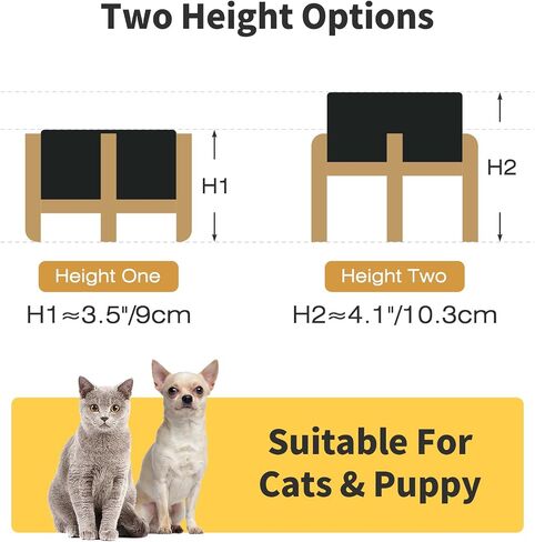 2 Pack Elevated Ceramic Dog Bowls, 6.1 inch Raised Dog Bowl with 2-Height Adjustable Stand for Small Dogs, Reducing Neck Strain (Double Bowls + Double Stands - White, 6 inch) in Kuwait