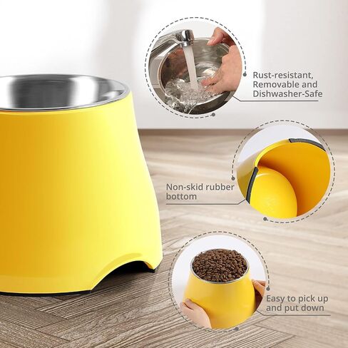 Raised Dog Bowls, Elevated Dog Bowls for Wearing Cone,Cocker Spaniel Long Ears,Neck Stress-Free,Non-Slip Stianless Steel Bowl for Medium/Small Size Dogs in Saudi Arabia