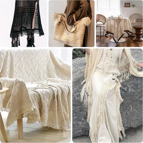 10 Yard 40mm/1.57 Inch Black Vintage Knotted Cotton Fringe Tassels Trim, Boho Long Fringe, Sewing Trim for Drapery Curtain Pillow Carpet Lamp Crafts (Black-40mm) in Saudi Arabia
