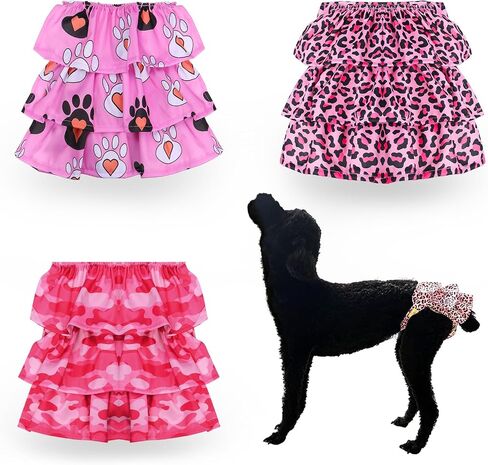 3 Pack Pet Soft Female Dog Diapers Washable Dog Diapers Female Reusable Dog Period Panties Puppy Diapers Female for Dog in Heat (Pink-XL) in Saudi Arabia