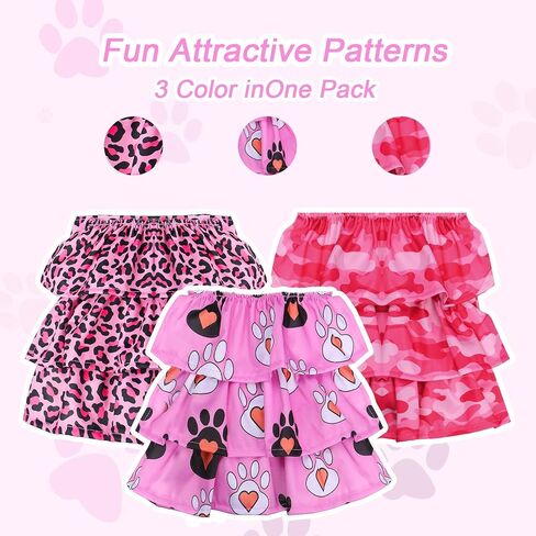 3 Pack Pet Soft Female Dog Diapers Washable Dog Diapers Female Reusable Dog Period Panties Puppy Diapers Female for Dog in Heat (Pink-XL) in Saudi Arabia