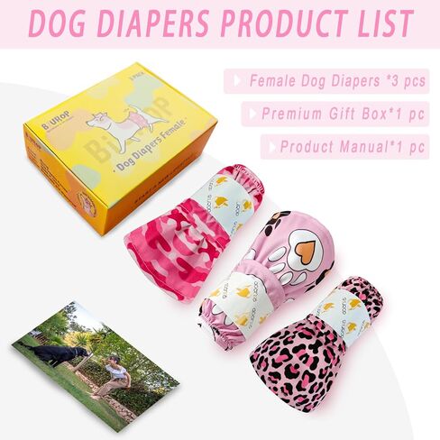3 Pack Pet Soft Female Dog Diapers Washable Dog Diapers Female Reusable Dog Period Panties Puppy Diapers Female for Dog in Heat (Pink-XL) in Saudi Arabia