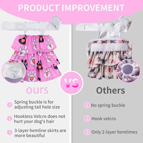 3 Pack Pet Soft Female Dog Diapers Washable Dog Diapers Female Reusable Dog Period Panties Puppy Diapers Female for Dog in Heat (Pink-XL) in Saudi Arabia
