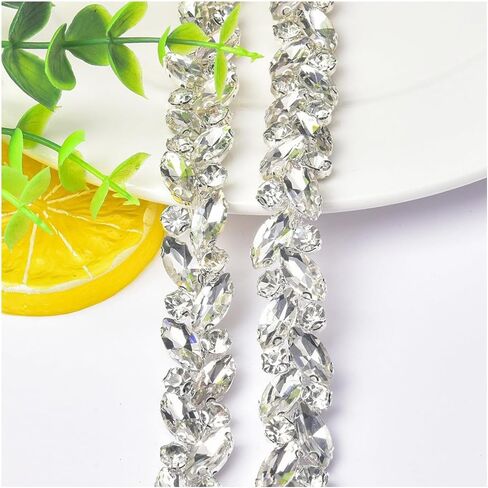 1 Yard Rhinestone Trim Crystal Rhinestone Chain Applique Rhinestone Applique Sewing Embellishments for DIY Dress Clothing Wedding Crafts Bridal Jewelry in Kuwait