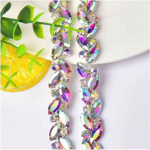 1 Yard Rhinestone Trim Crystal Rhinestone Chain Applique Rhinestone Applique Sewing Embellishments for DIY Dress Clothing Wedding Crafts Bridal Jewelry in Kuwait