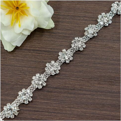 1 Yard Rhinestone Trim Crystal Rhinestone Chain Applique Rhinestone Applique Sewing Embellishments for DIY Dress Clothing Wedding Crafts Bridal Jewelry in Kuwait
