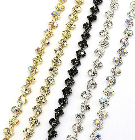 1 Yard Rhinestone Trim Crystal Rhinestone Chain Applique Rhinestone Applique Sewing Embellishments for DIY Dress Clothing Wedding Crafts Bridal Jewelry in Kuwait