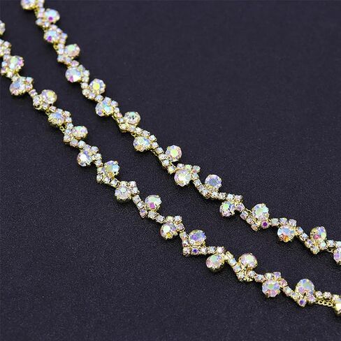 1 Yard Rhinestone Trim Crystal Rhinestone Chain Applique Rhinestone Applique Sewing Embellishments for DIY Dress Clothing Wedding Crafts Bridal Jewelry in Kuwait