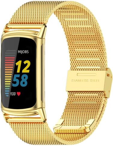 MIJOBS Metal Bands for Fitbit Charge 6 & Fitbit Charge 5, Stainless Steel Strap Adjustable Replacement Wristbands for Charge 6 Women Men in Saudi Arabia