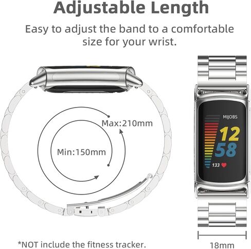أساور MIJOBS المعدنية لـ Fitbit Charge 6 وFitbit Charge 5، حزام من الفولاذ المقاوم للصدأ قابل للتعديل لاستبدال الأساور لـ Charge 6 النساء والرجال in Kuwait